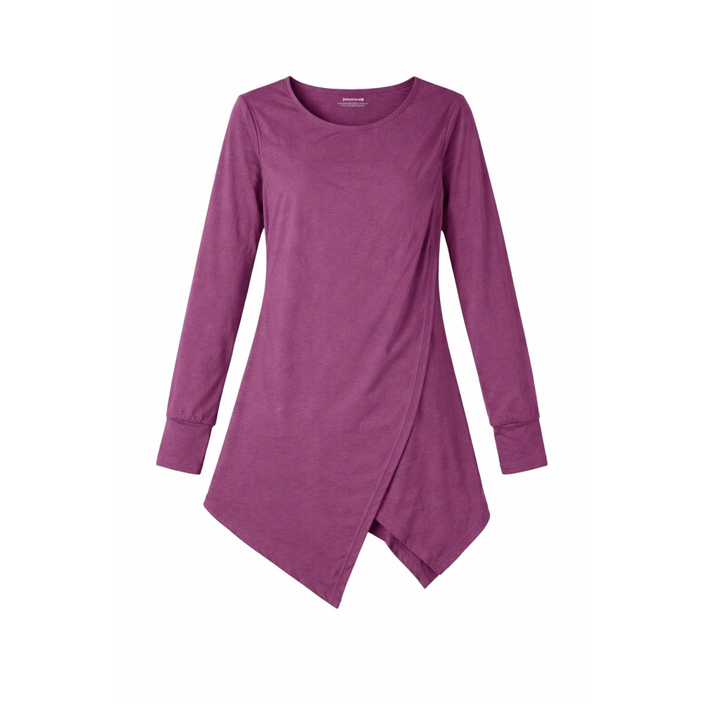 Betabrand NWOT Tempo‎ Tunic Plum Wine Asymmetrical Wrap Shirt Blouse Top Large